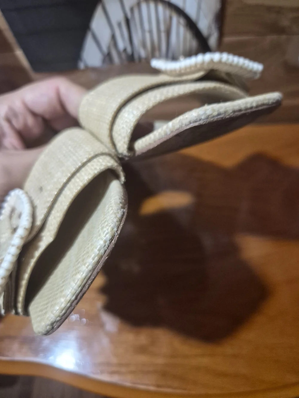 Sam Edelman Natural Raffia Slide Sandals with Beaded Buckle